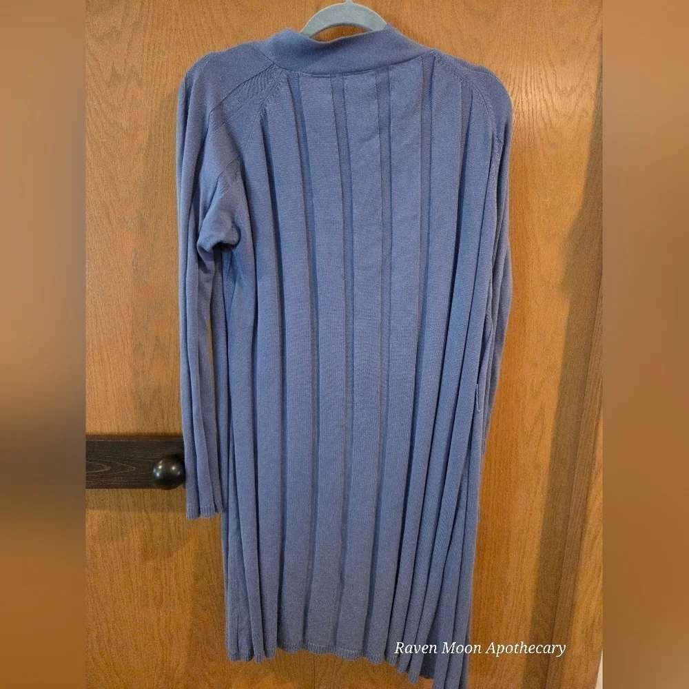 Blue Long Cardigan with Scarf - Picture 2 of 7